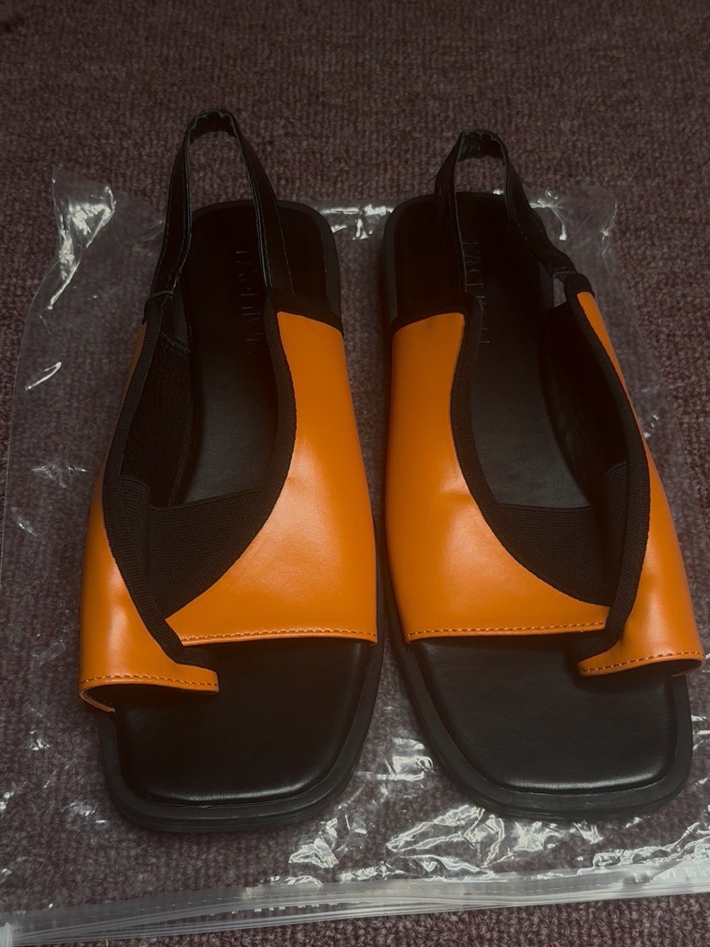 Modern Orange and Black Slingback Sandals